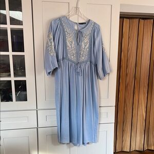 Black Tape Blue Puff Sleeve Sundress